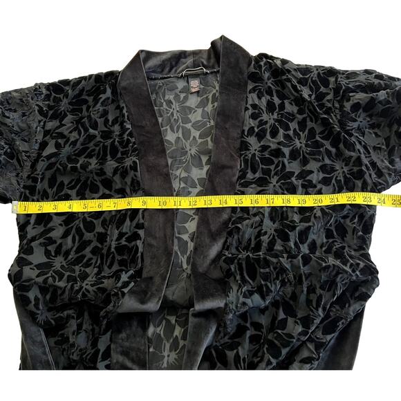 Victoria's Secret Luxury Artisan Robes Women Sz XS / Small Black Velvet Sheer - Picture 5 of 13